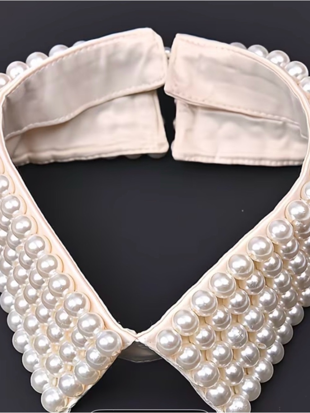 Pearl-Embellished Detachable Collar - Cream